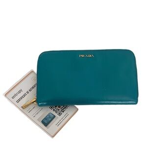 Prada Saffiano Leather Continental Wallet w/ Entrupy COA - All sales final.
